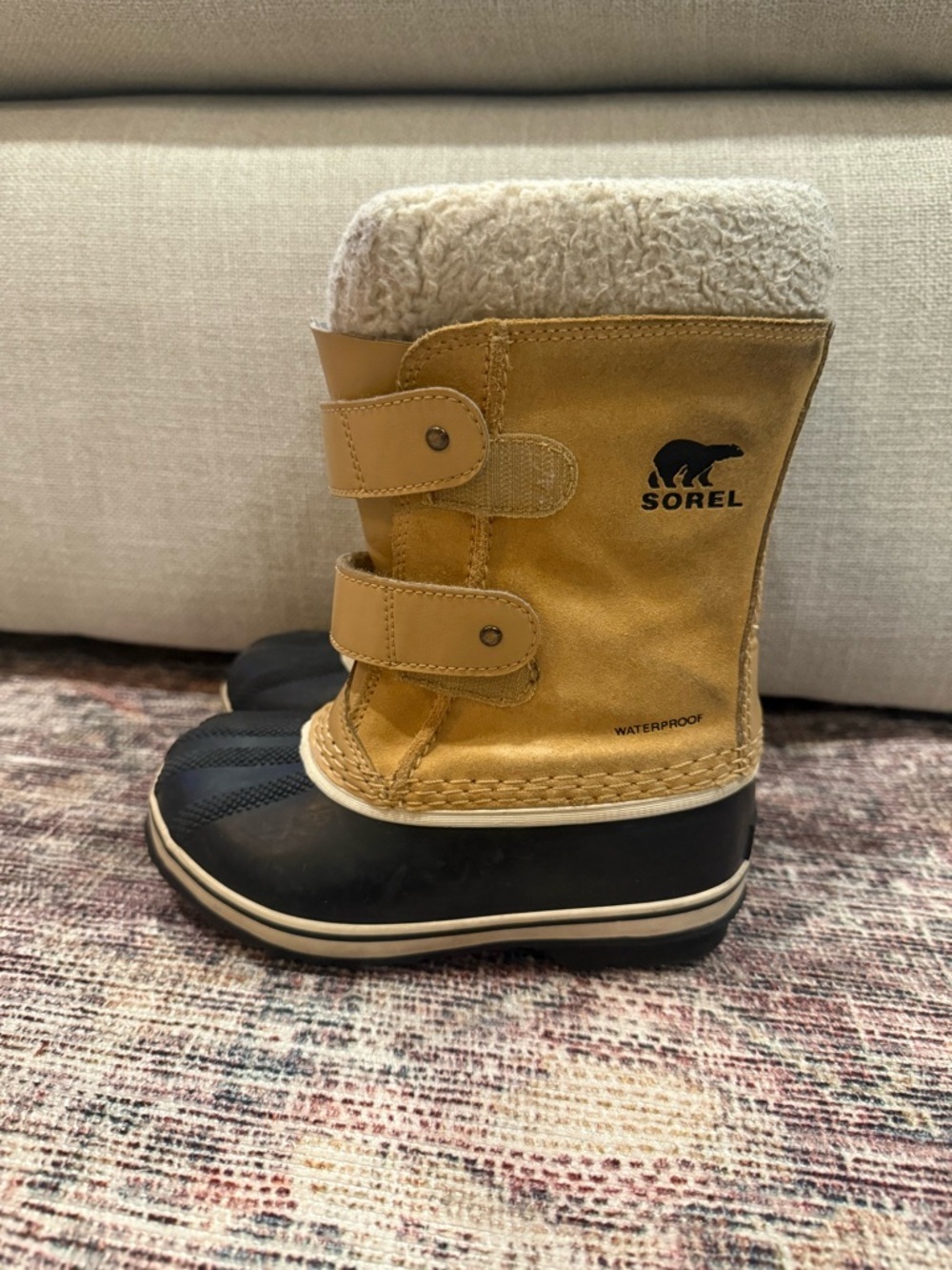 Sorel Kids Tan and Black Waterproof Winter Boots